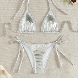 Silver Metallic Bikini Set Lg
